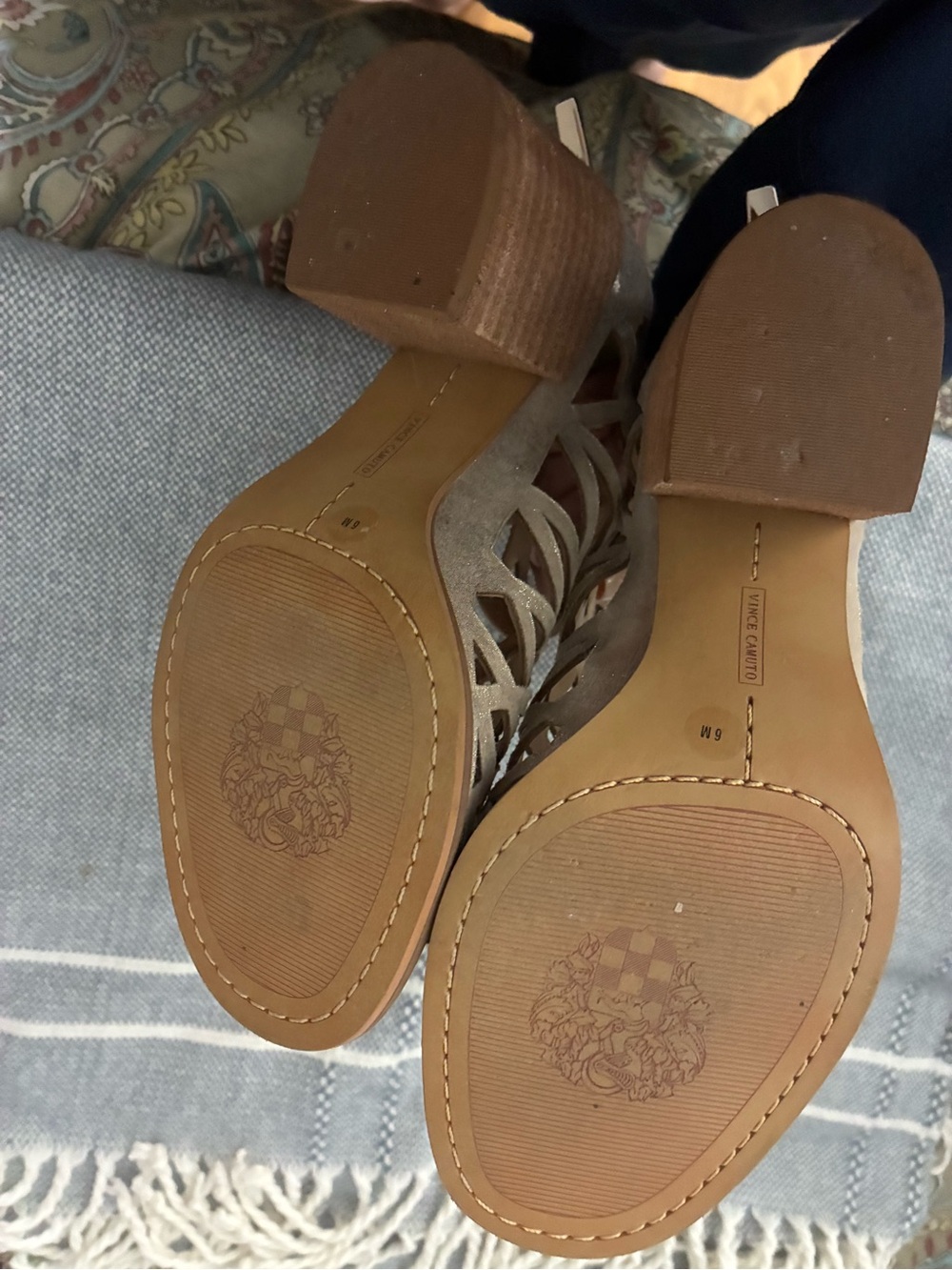 Vince Camuto Pewter Block Heel Sandals - Picture 5 of 5